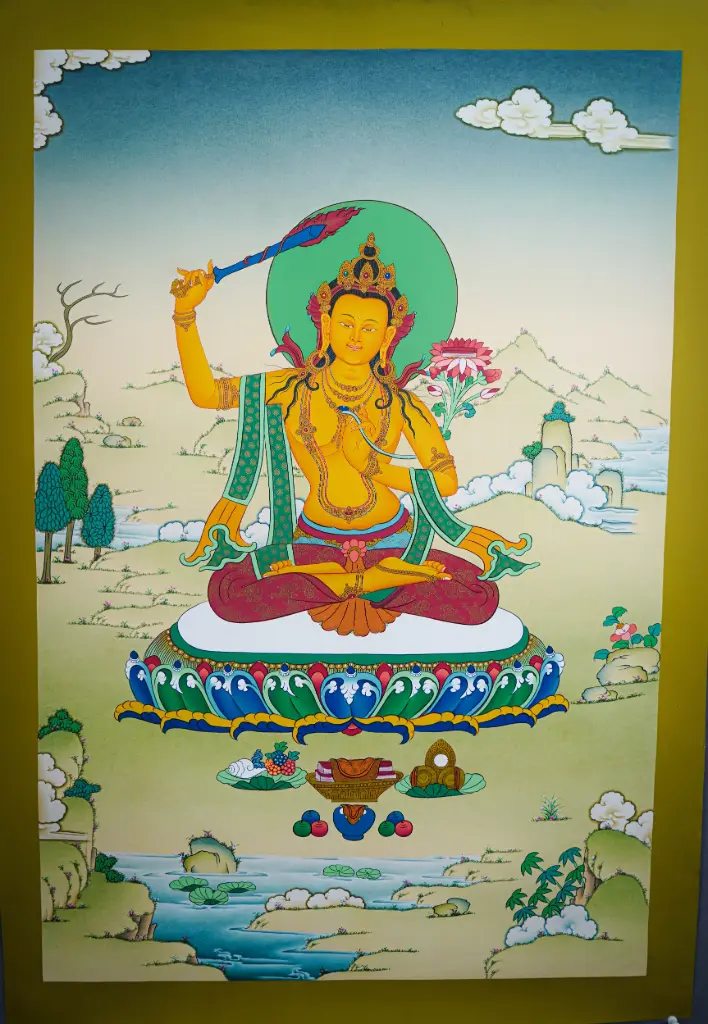 Manjushri Thangka (Karma Gadri Art)