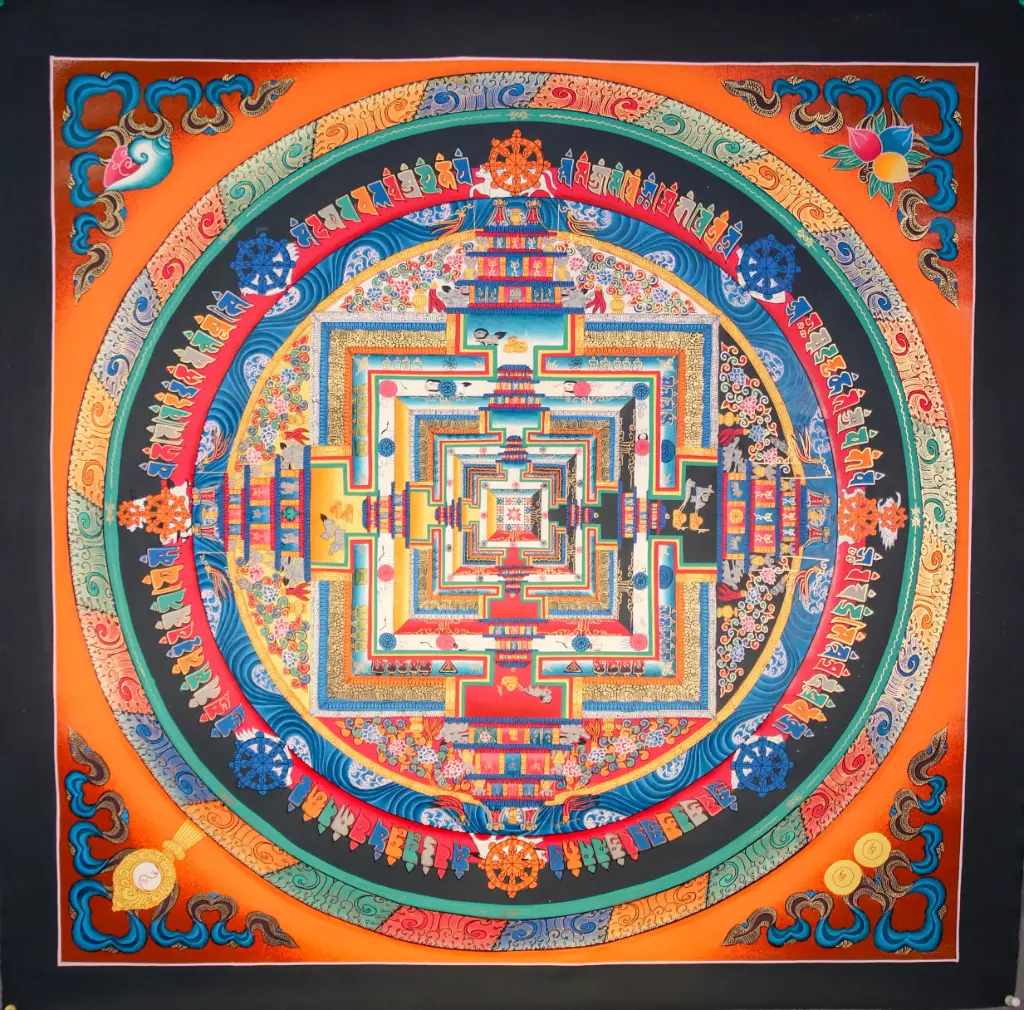 Kalachakra Mandala – Radiant Orange Background 