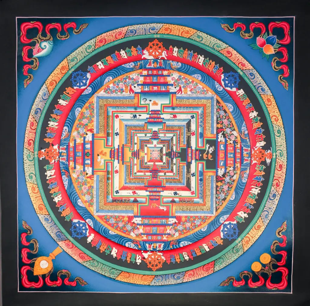 Kalachakra Mandala – Auspicious Corner Symbols
