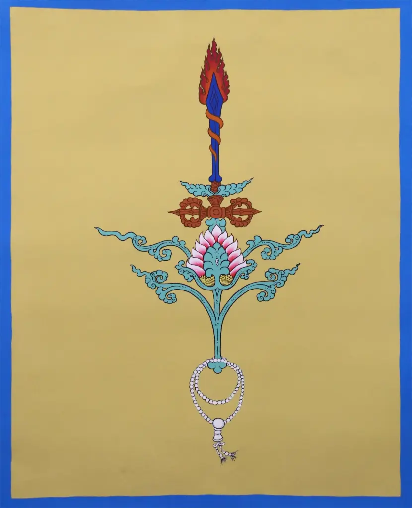 Manjushri Wisdom Sword Thangka (The Flaming Khadga)