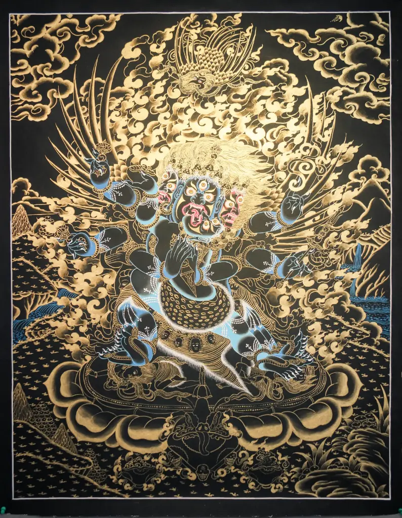 Vajrakilaya Thangka – Nagthang Gold Style – Piercing the Heart of Obstacles