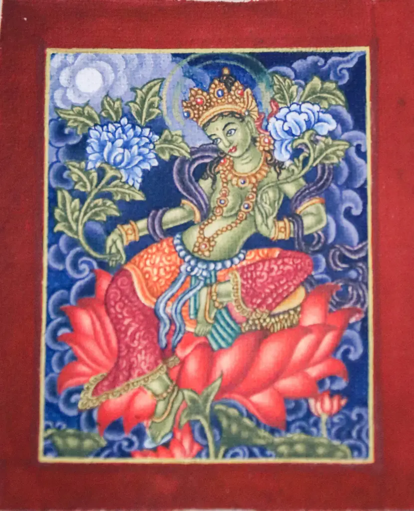 Green Tara Ghau Thangka – Miniature Protection – Swift Compassion