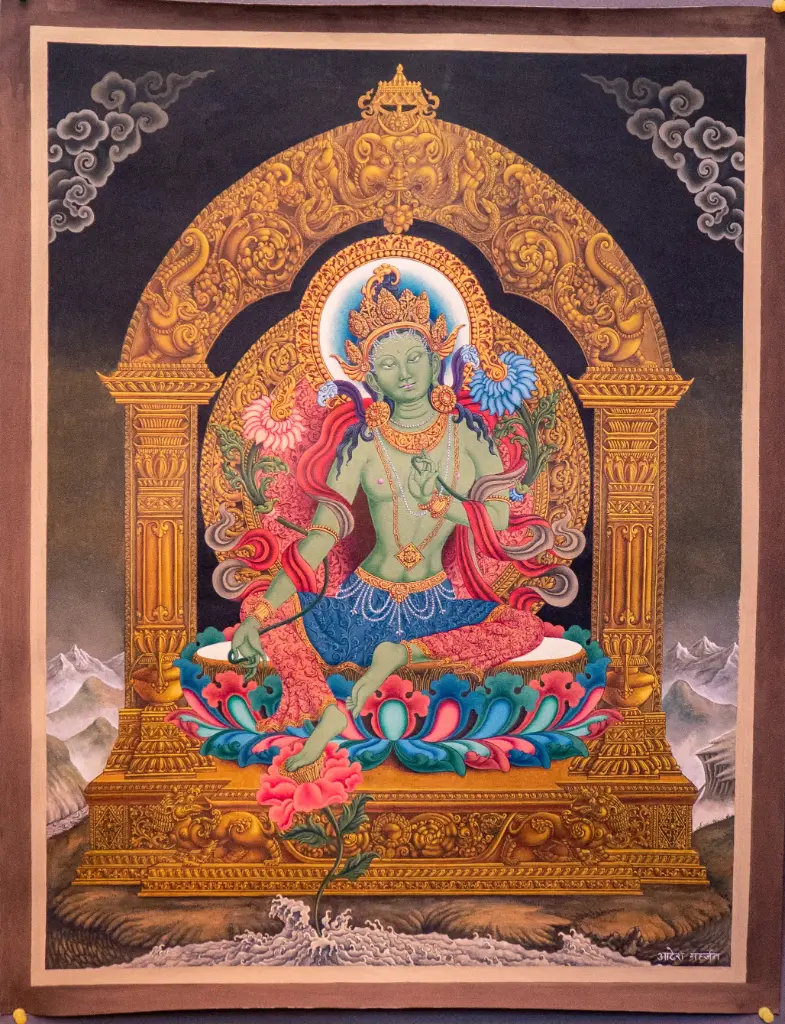 Green Tara Thangka – Luminous Protector