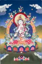 White Tara Thangka – Tibetan Silk Applique