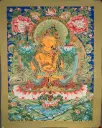 Mañjughoṣa Manjushri Thangka – Dharmachakra Lotus Assembly