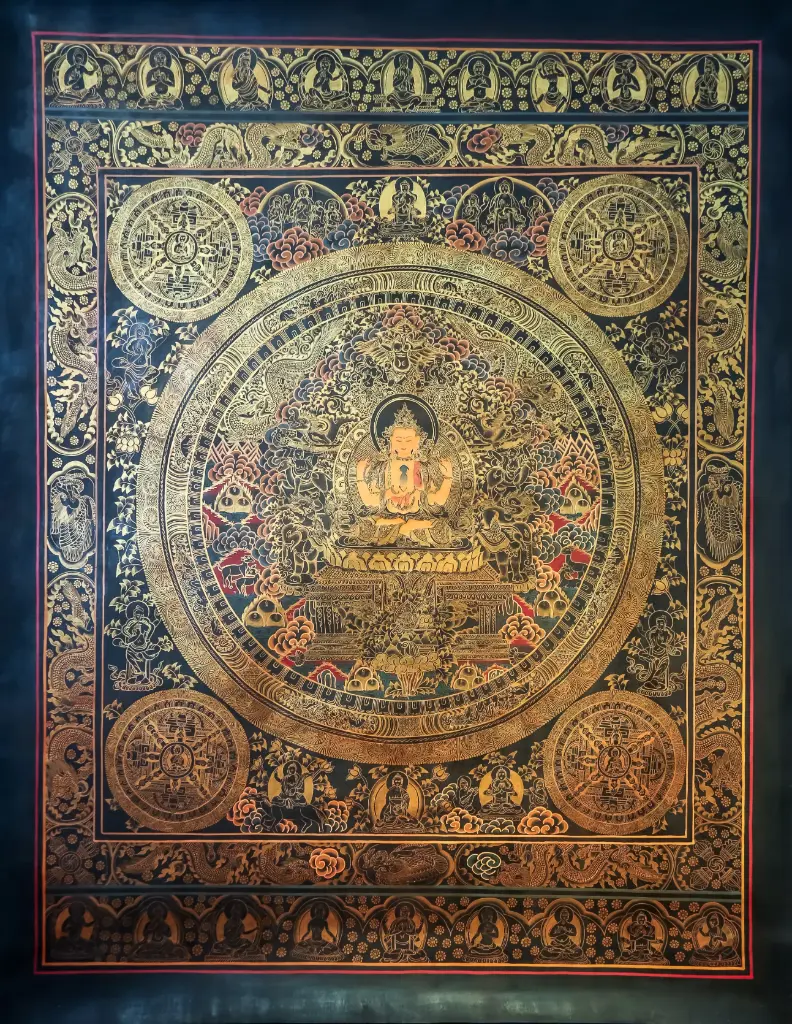 Chenrezig Mandala Thangka – Nagthang Gold – Path of Infinite Compassion 