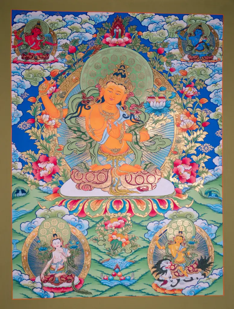 Five Manjushri Thangka – Five Peaks Assembly – Newari Style