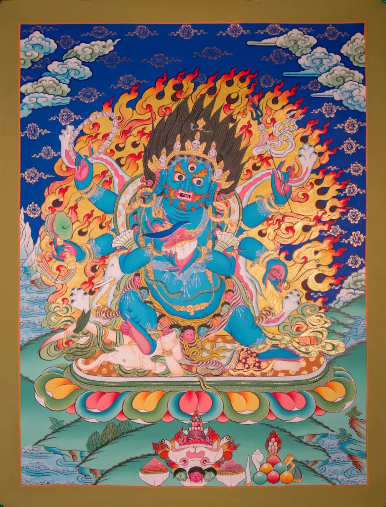 6-Armed Mahakala Thangka – Subduer of Obstacles – Menri Style 
