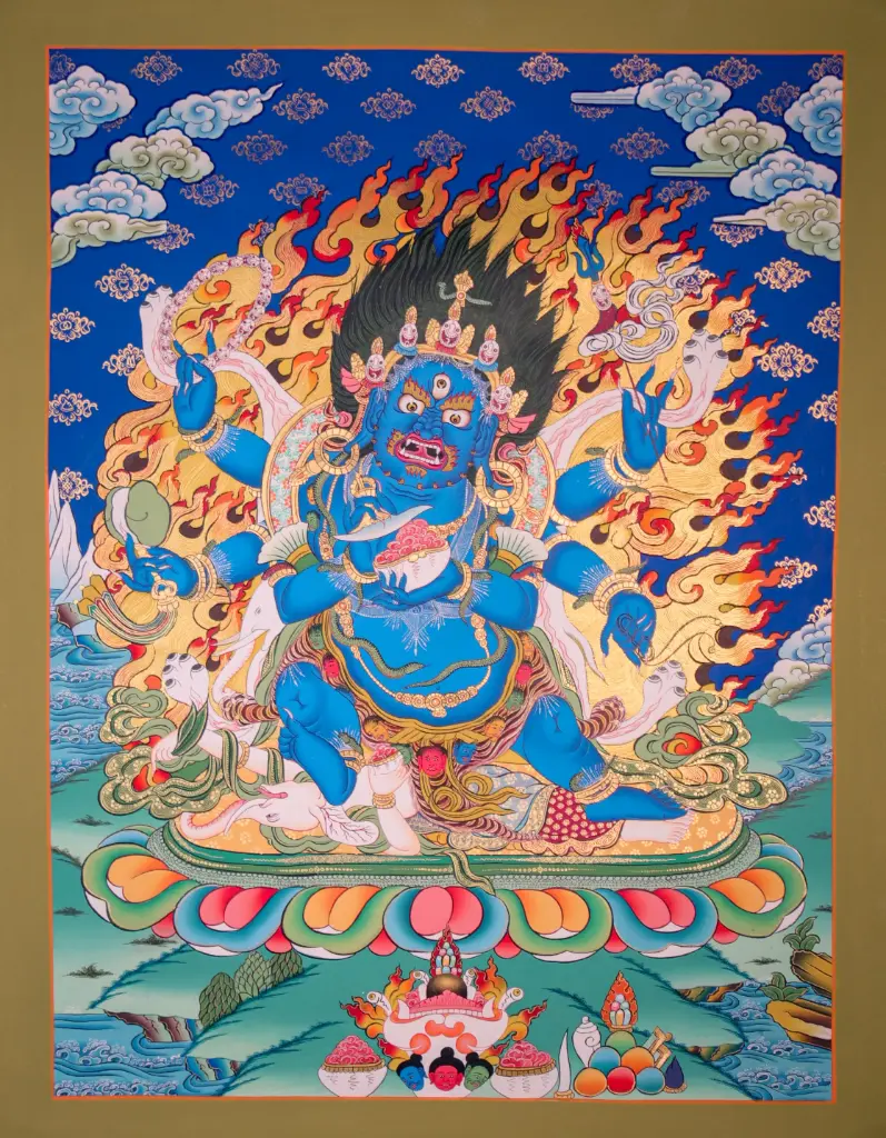 6-Armed Mahakala Thangka – Subduer of Obstacles – Menri Style