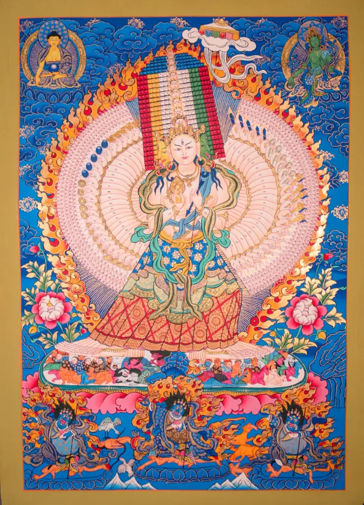 Dhukar Thangka – White Parasol Assembly – Menri Style