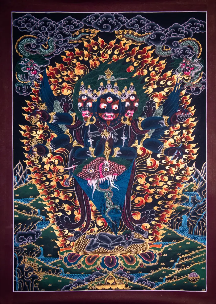 Vajrakilaya Thangka – Nagthang Dark Sky Style – Sacred Protective Power 