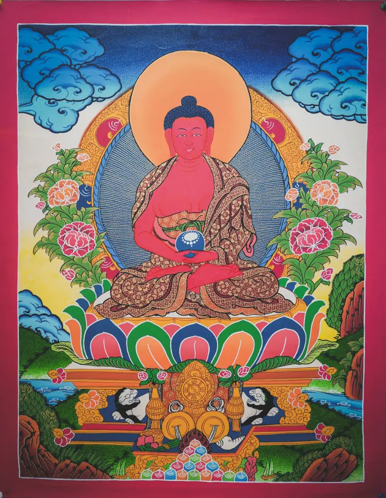 Amitabha Buddha Thangka – Menri Style – Radiant Light of Boundless Peace