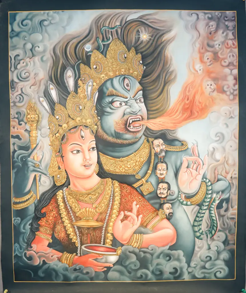 Kumari & Bhairab Thangka – Living Goddess Assembly 