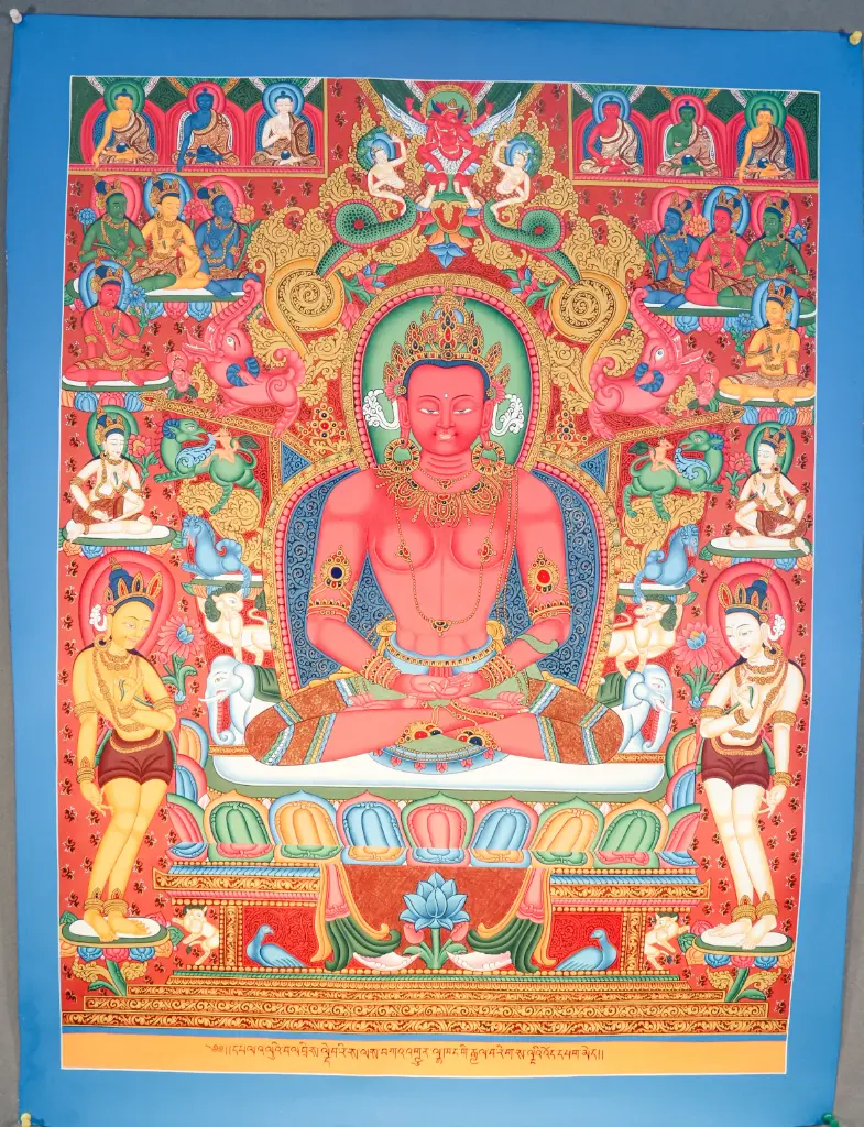 Amitabha Buddha Thangka – Newari Marthang Red Assembly