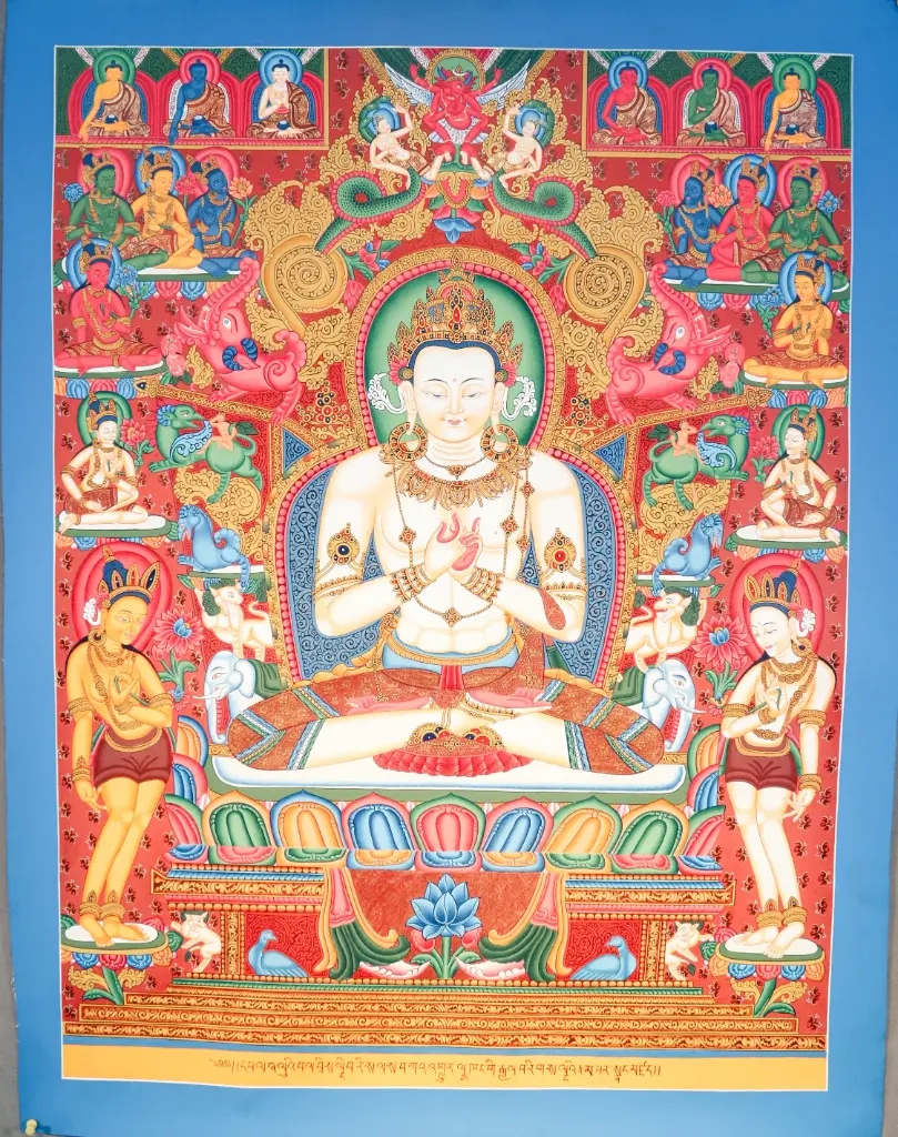 Vairocana Thangka – Newari Red Assembly – Radiance of Clear Awareness