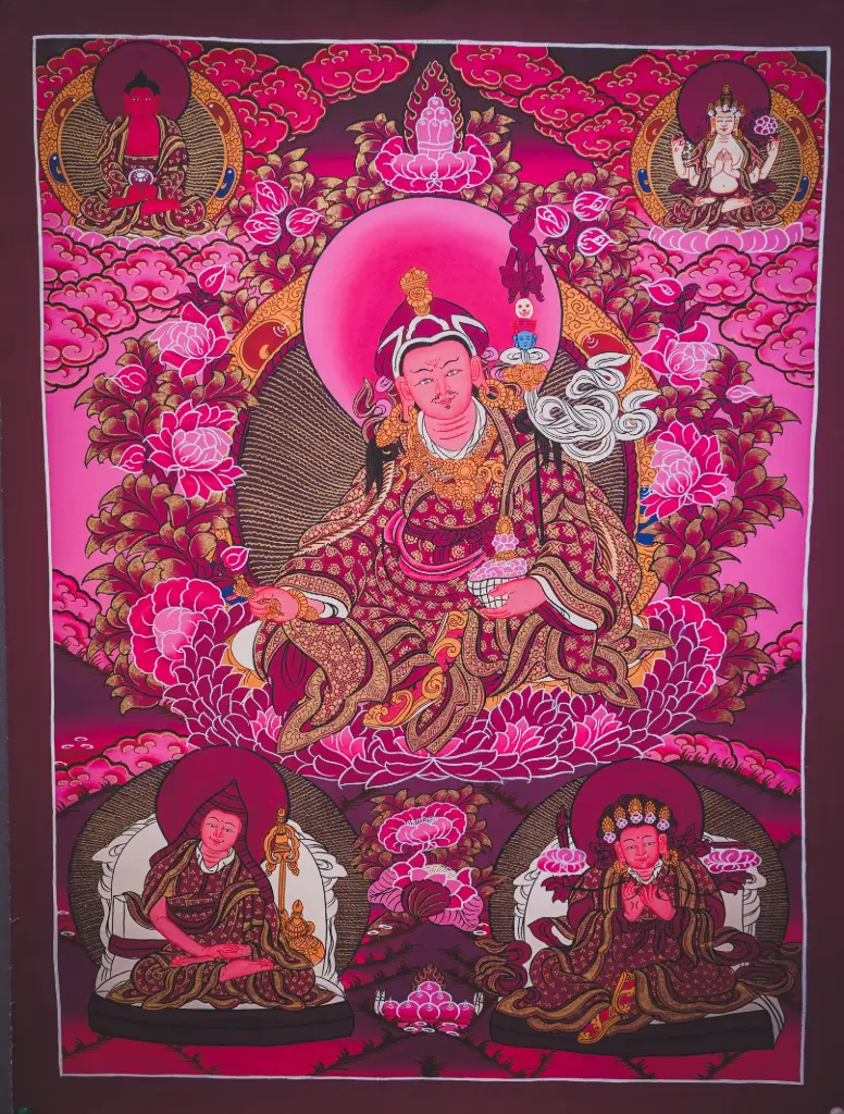 Guru Rinpoche Thangka – Red Gold Lineage