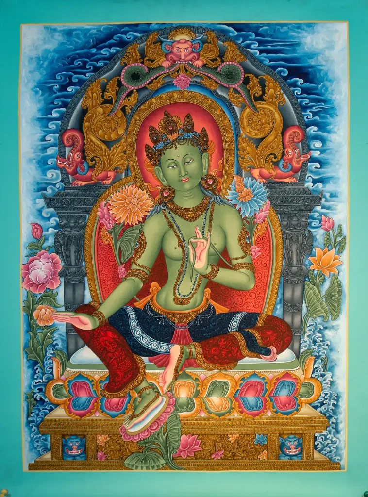 Newari Green Tara Thangka – Royal Ease Paubha