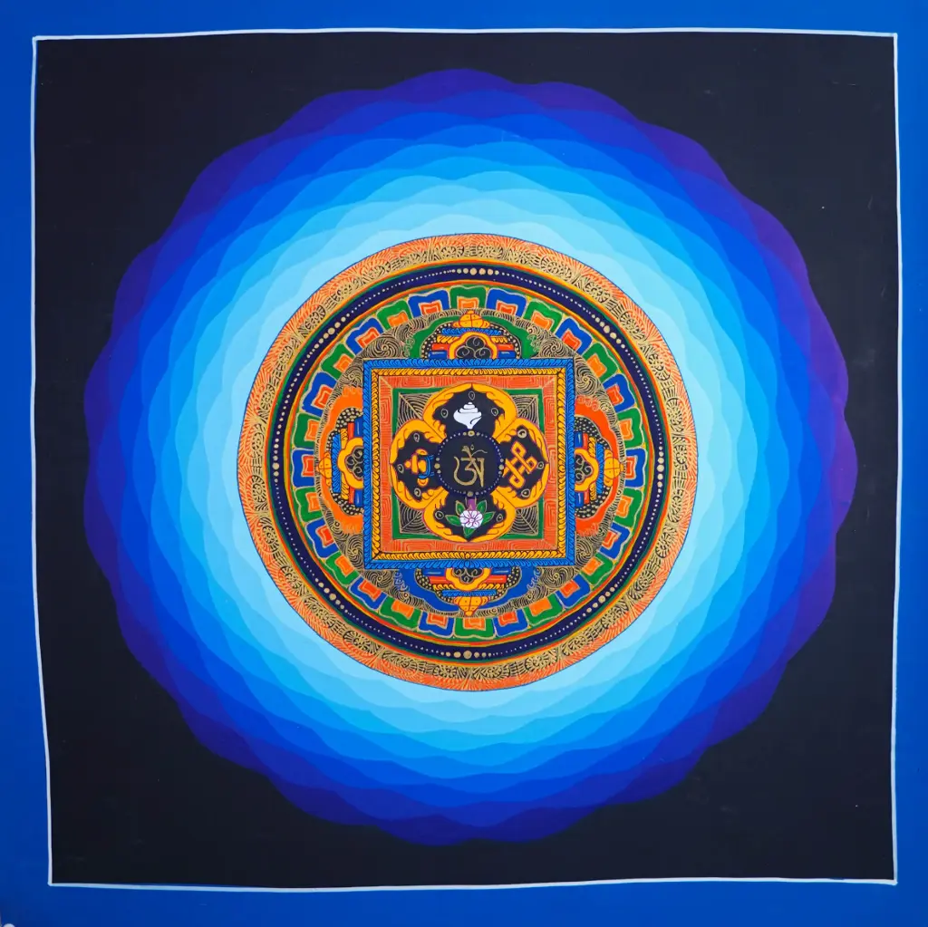 Cosmic Om Mandala Thangka (The Ripple of Universal Sound)