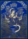 Saraswati Thangka (Azure Gold Masterpiece)