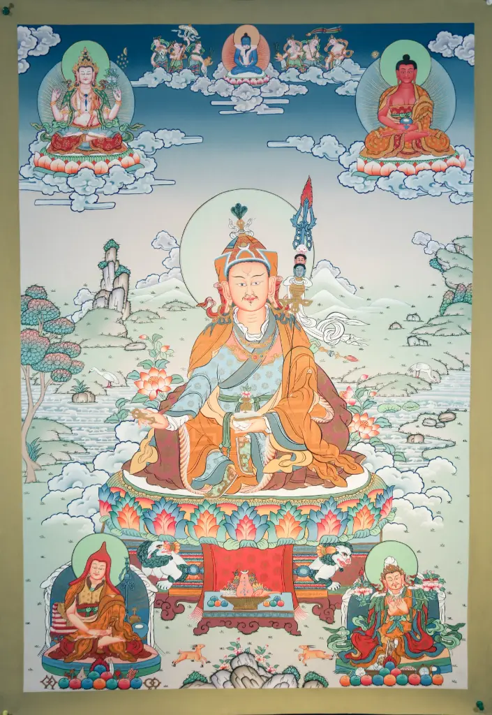  Guru Rinpoche Thangka – Complete Lineage Assembly 