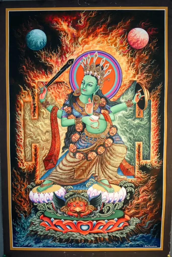 Warrior Green Tara Thangka – 24K Gold Relief – The Averter of Armies