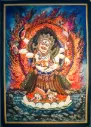 Newari White Mahakala Thangka – Six-Armed Wealth Deity