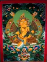 Yellow Jambhala Thangka – Night Landscape