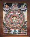 White Tara Thangka – Palace Mandala with Five Buddhas