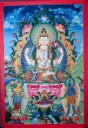 Chenrezig Thangka with Manjushri & Vajrapani – Menri Landscape